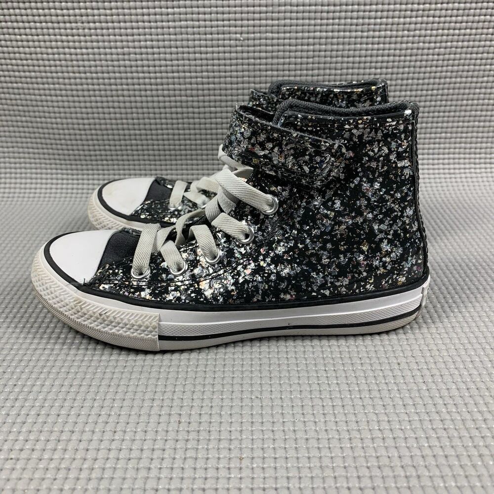 Converse CTAS 1V Black/Egret Little Girl's High Top Sneakers - Size 12